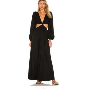 Indah black cutout lunch bodice long sleeved maxi dresss szS